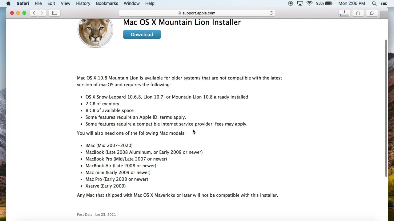 download os x for 2009 macbook pro
